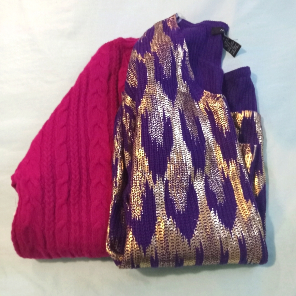 🩷💜🪙 NWT Womens Time & Tru Sweater (1) Ashley Stewart Sweater (1) Duo Autumn - Picture 1 of 7